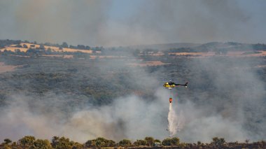 Vahşi doğada su damping helikopter ile ateş