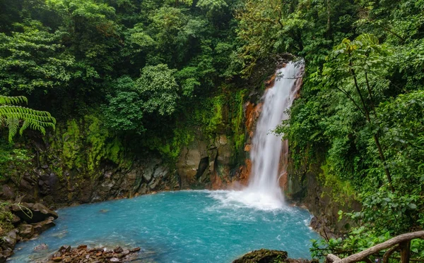 Celestial blue waterfall and pond in tenorio national park — Stock Photo, Image