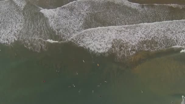 Vue de dessus des surfeurs 