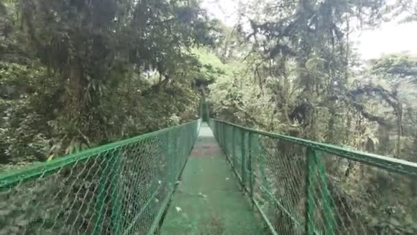 Promenade sur le pont suspendu à la forêt tropicale naturelle au Costa Rica 