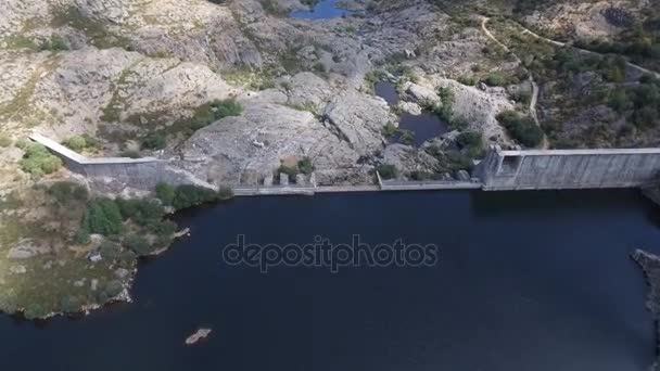 Flying over collapsed dam, top view — Stock Video