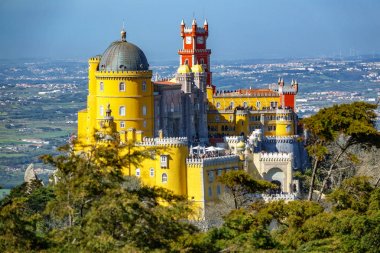 Palace da Pena over hill. Sintra, Lisbon. Portugal