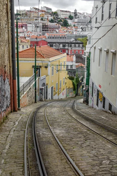 Lavra tram track in Lisbon, Portugal — Stock Photo, Image