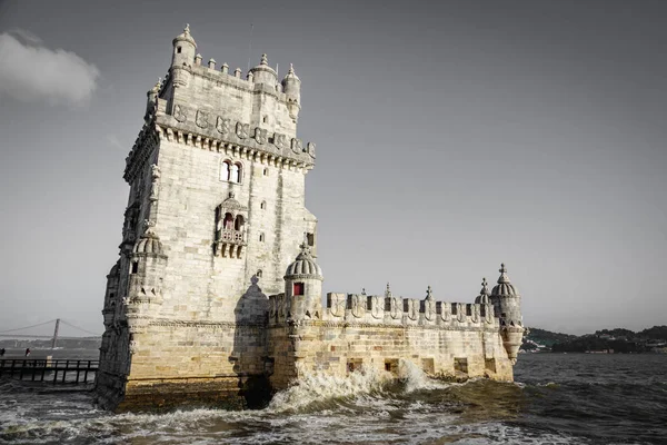 Lisbon Torre de Belem against gray sky — Stock Photo, Image