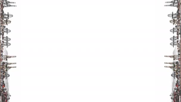 ポートのタイムラプス クレーン中心のテキスト領域と背景の白い反射 — ストック動画