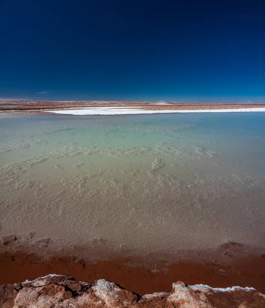 Vast salt lagoon with clear blue sky — Stock Photo, Image