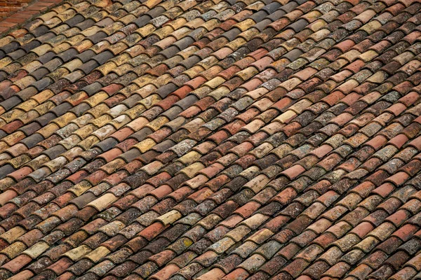 Colorful tile roof with tiles in different tones — Stock Photo, Image
