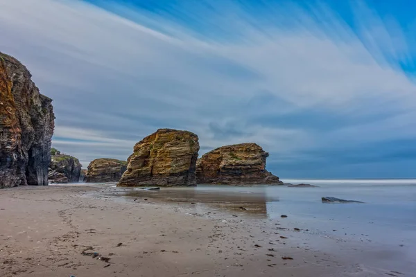 Cathedral beach ultra long exposure with sand — Stock Photo, Image