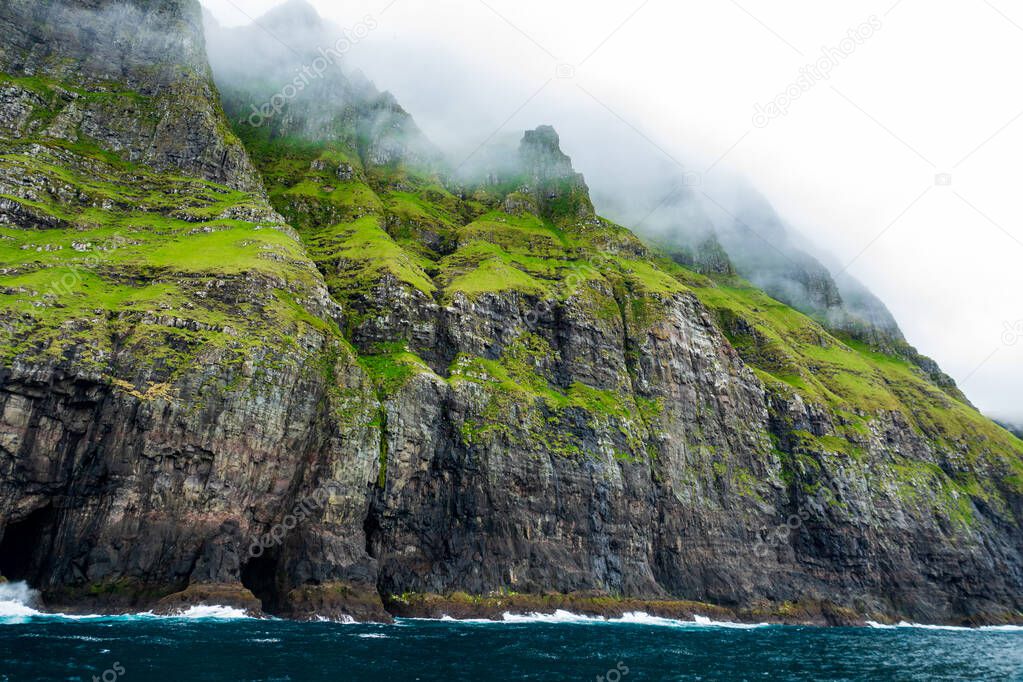 Vestmanna cliffs in Faroe Islands bottom view