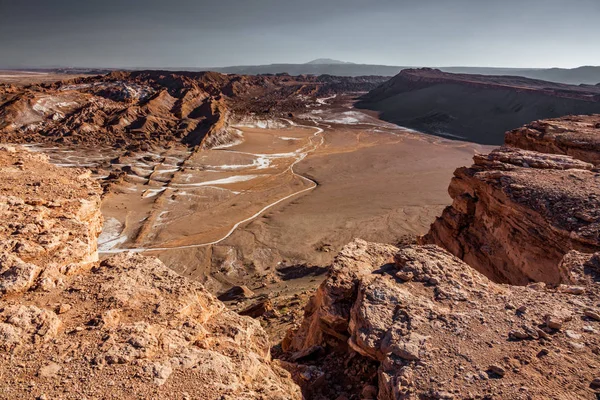 Top view of dry and salty moon valley — Stock Photo, Image