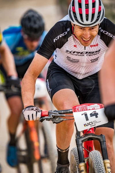 Sergio Mantecon MTB rider participates in MTB championship — Stock Photo, Image