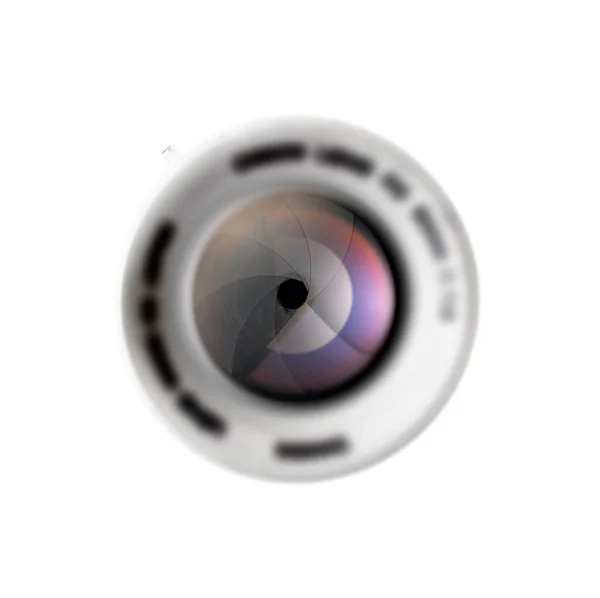 흰 배경에 있는 렌즈의 전면 전경 — 스톡 사진