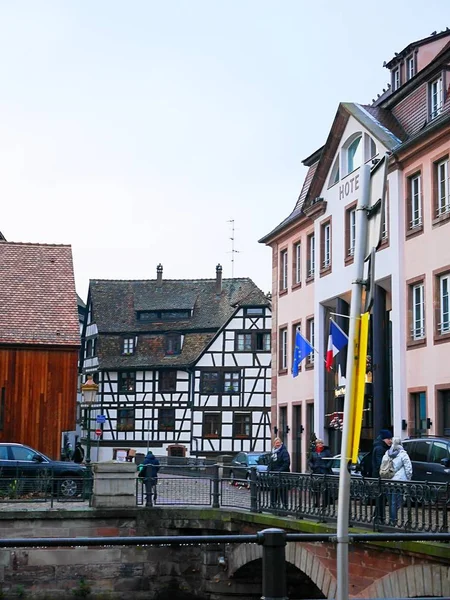 Štrasburk Domy Staré Domy Krásné Domy Ulice Vánoční Evropa Věže — Stock fotografie