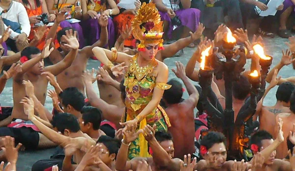 Dança Balinesa Nacional Kachag Chag Chag Dançarinos Balineses — Fotografia de Stock