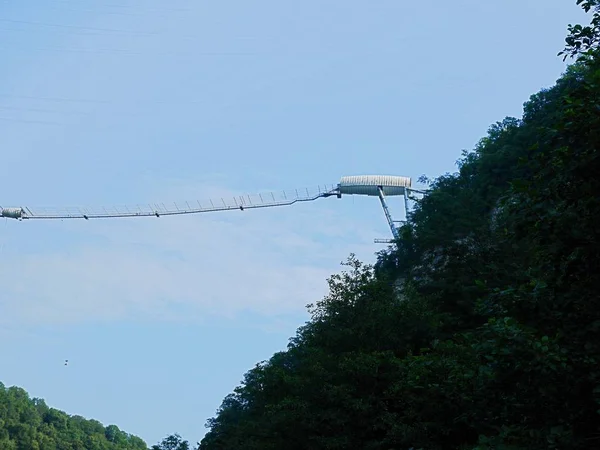 Long Pont Suspendu Pont Sur Abîme — Photo