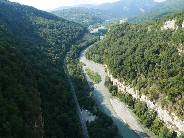 Río Mzymta Río Desfiladero Río Montaña Río Tormentoso — Foto de Stock