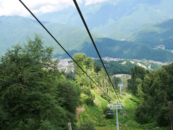 Cable car, cable car, cable car, mountain road, mountains in Sochi