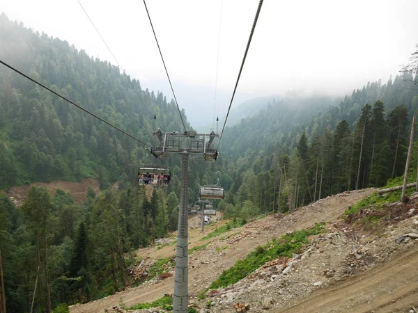 Teleférico Teleférico Teleférico Carretera Montaña Montañas Sochi — Foto de Stock