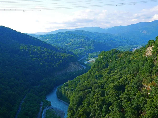 Mzymta River Flod Ravinen Mountain River Stormande Floden — Stockfoto