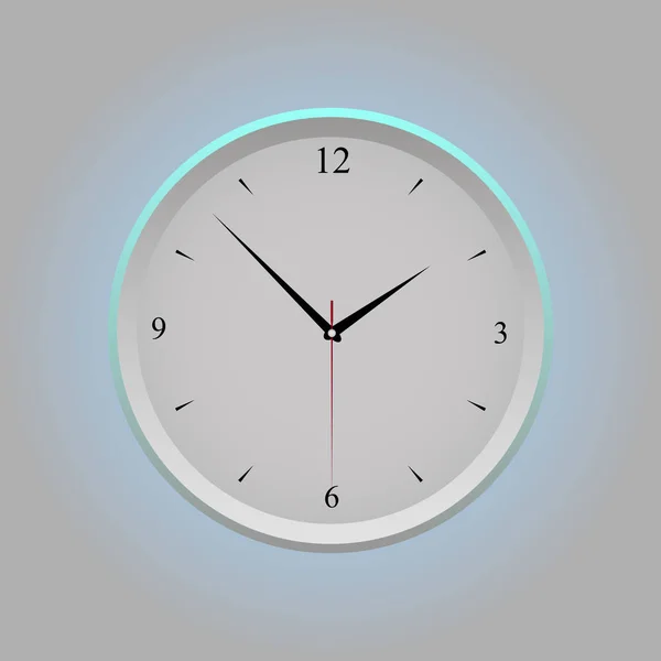 Reloj Redondo Fondo Luz — Vector de stock