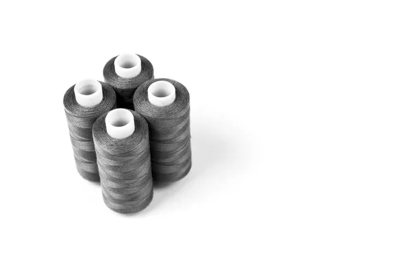 Fekete Fehér Cérna Fehér Alapon Cérna Textil Tapéta Készlet — Stock Fotó