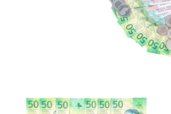 Švýcarský Frank Peníze Nové Padesát Bankovky Text Připraven Kryt Pozadí — Stock fotografie