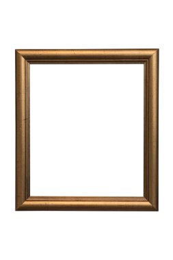 Bronz renk ahşap çerçeve Fotoğraflar ve beyaz arka plan üzerinde izole Resim Sergisi. Kaydedilen yol.