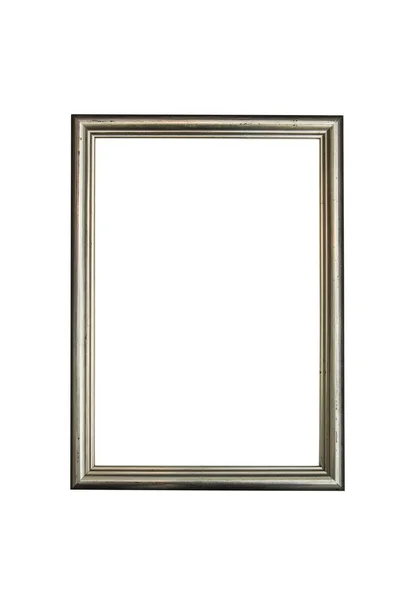 Silver Wooden Frame Photographs Paintings Isolated White Background Path Saved — Stock Photo, Image