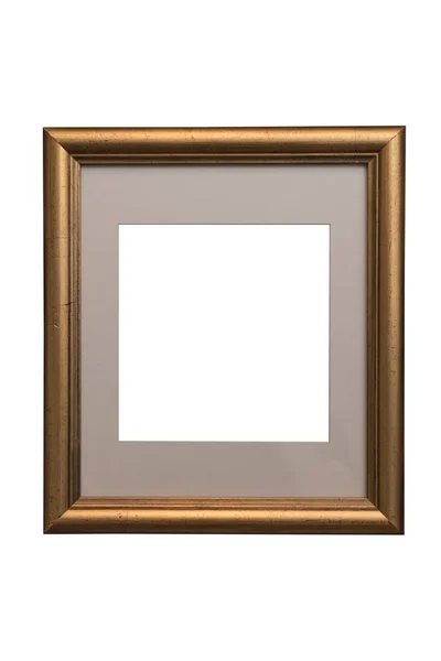 Bronze Color Wooden Frame Photographs Paintings Isolated White Background Path — Stock Photo, Image