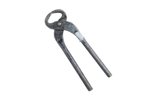 Used Old Metal Cutting Pliers Isolated White Background Clipping Path — Stock Photo, Image