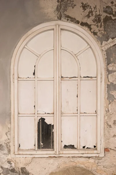 Altes Hölzernes Weißes Fenster Geschlossen — Stockfoto