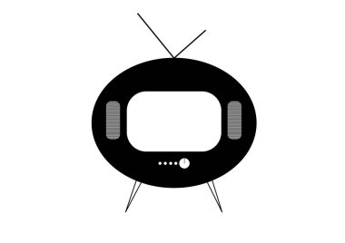 Siyah retro televizyon vektör çizim. Düz stil vektör. Televizyon kutsal kişilerin resmi, beyaz arka plan üzerinde yüzey izole sembolü.
