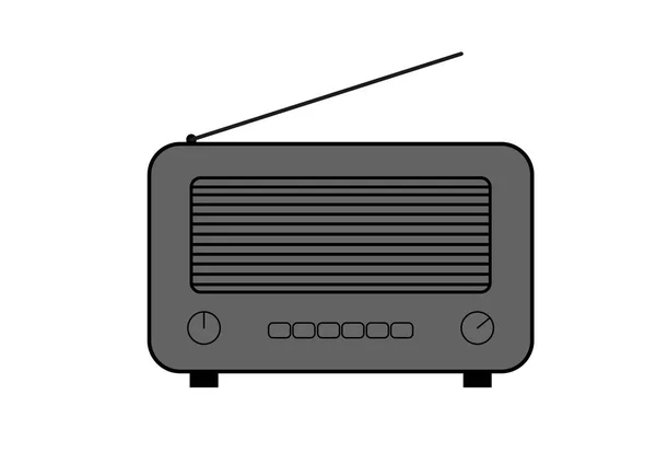 옛날 고 복고 스타일 라디오입니다. 평면 스타일 벡터 그림입니다. 회색 라디오 아이콘 그리고 상징입니다. 윤곽선된 벡터 드로잉. — 스톡 벡터
