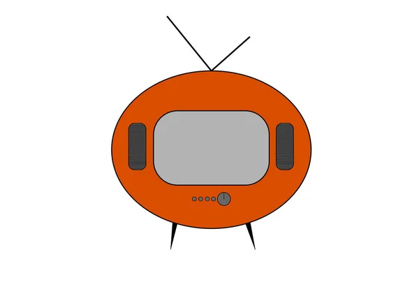 오렌지 복고풍 tv 벡터 그림입니다. 평면 스타일 벡터입니다. 텔레비전 아이콘, 흰색 배경, 표면에 절연 기호. — 스톡 벡터