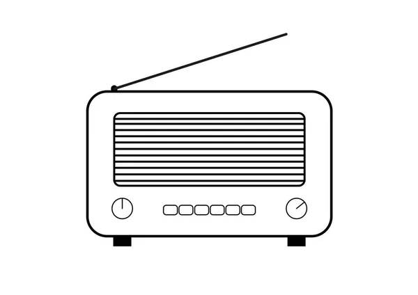 Rádio de estilo antigo e retrô. Desenho vetorial de estilo plano. Ícone de rádio e símbolo. Desenho vetorial delineado . — Vetor de Stock