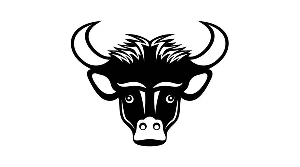 Cabeza Toro Blanco Negro — Vector de stock