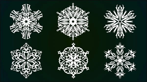 Beautiful Decorative Snowflakes Pack — Stock Vector