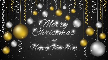 Mutlu Noeller ve mutlu yeni yıl tebrik altın ve gümüş stili