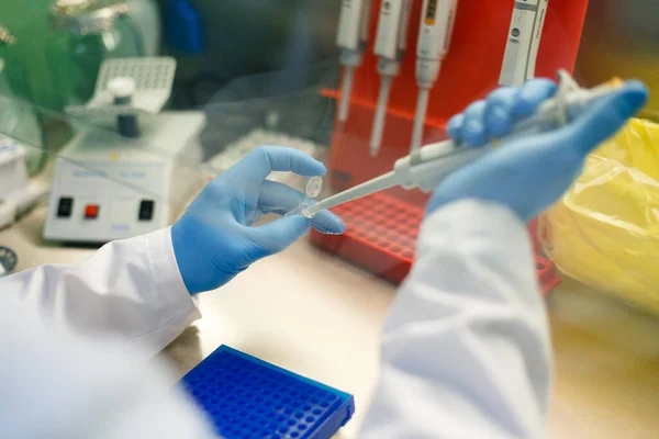 Cientista Realiza Pesquisa Laboratório — Fotografia de Stock