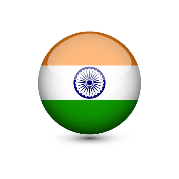 India vlag glanzende knop — Stockvector