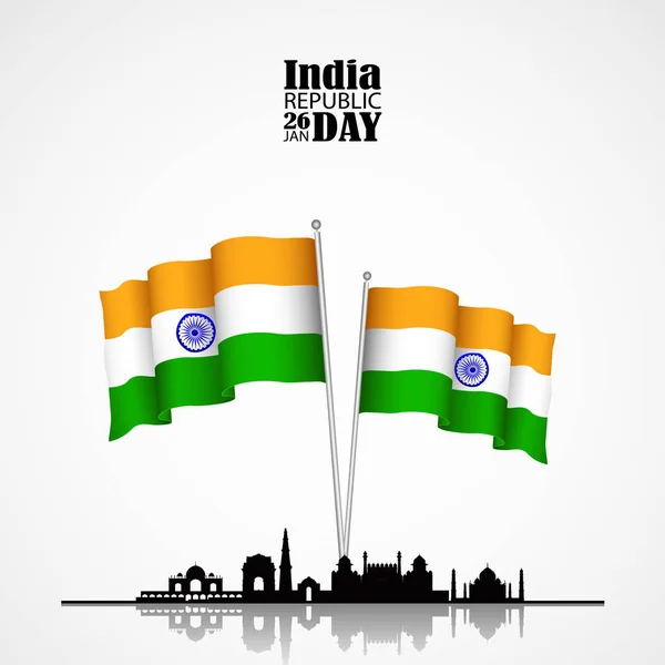 Bandiera India con struttura in tessuto su sfondo bianco — Vettoriale Stock