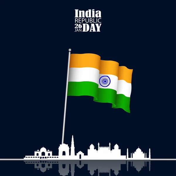 Bandiera India con struttura in tessuto su sfondo bianco — Vettoriale Stock