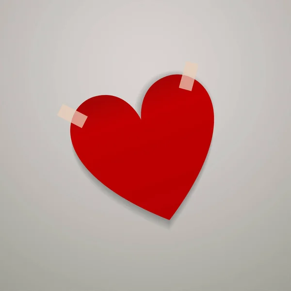 Red Heart Paper Sticker — Stock Vector