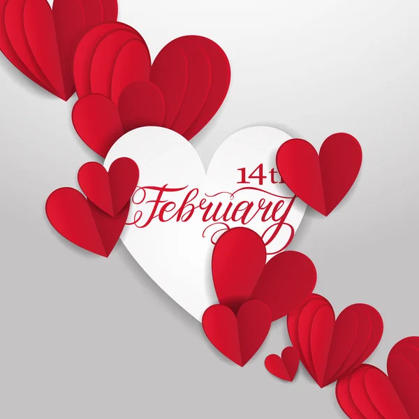 День святого Валентина абстрактный фон с разрезанным бумажным сердцем. Векторная иллюстрация — стоковый вектор