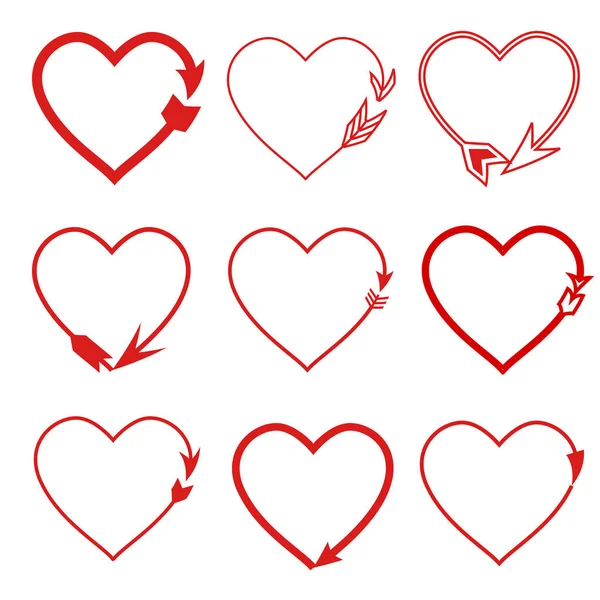 Coeurs dessinés à la main. Eléments de design pour la Saint Valentin. — Image vectorielle