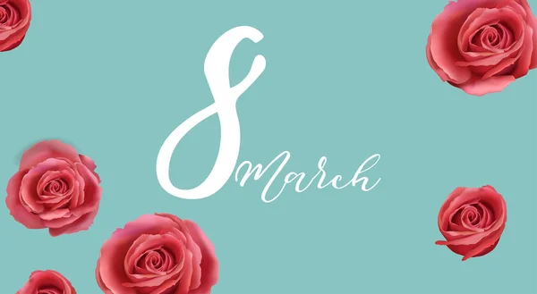 Vackra vektorillustration på mars, internationella kvinnodagen s dag, våren, blommor — Stock vektor