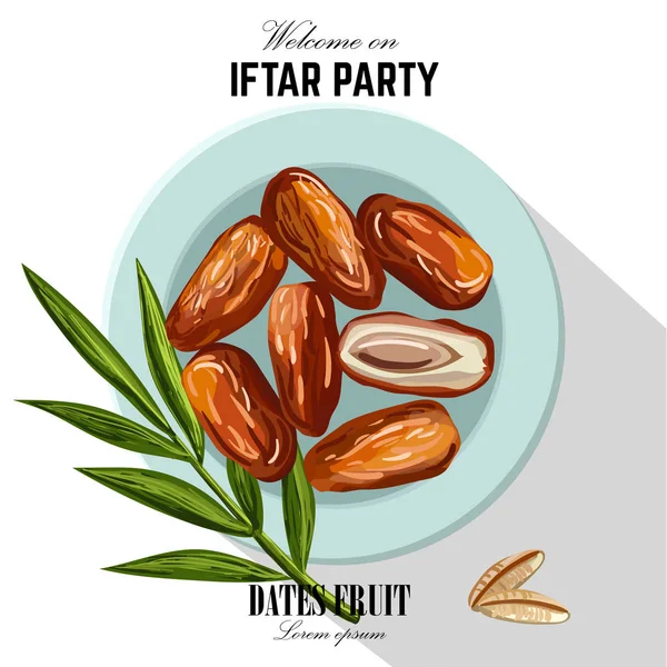 Dates de la fête de l'iftar. Dessiné à la main — Image vectorielle