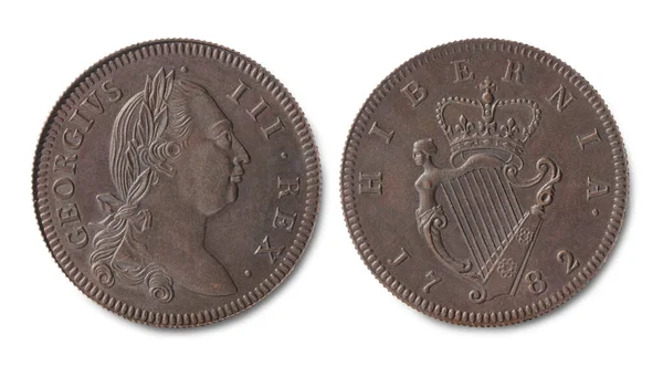 Copia Moneda Medio Penique Cobre Irlandés Del Reinado Del Rey —  Fotos de Stock