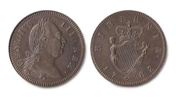 Copie Monedei Irlandeze Cupru Jumătate Penny Domniei Regelui Marii Britanii Imagini stoc fără drepturi de autor