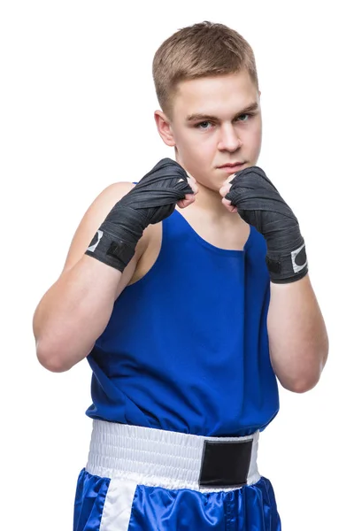 Mladý boxer sportovec v barvě modré sport — Stock fotografie
